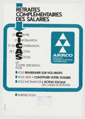 A.R.R.C.O (Association des Régimes de Retraite Complémentaire). Retraites complémentaires des salariés.