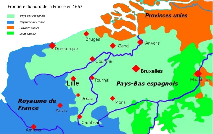Plan de la frontière du Nord en 1667 - Archives municipales de Lille