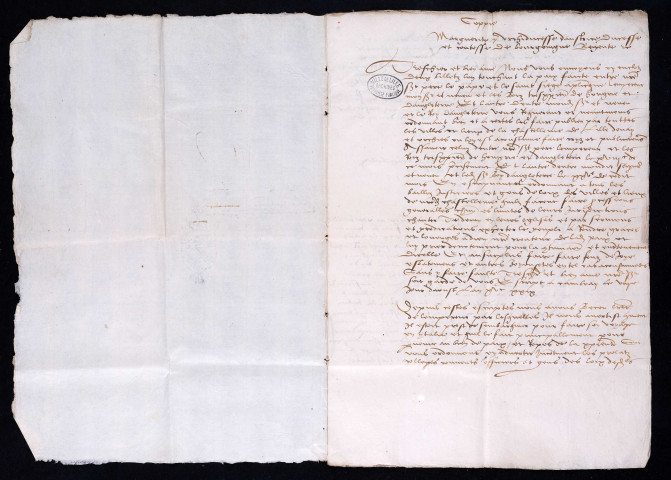 Mandement de Marguerite d'Autriche, régente, sur la publication de la paix de Cambrai (8 août 1529).