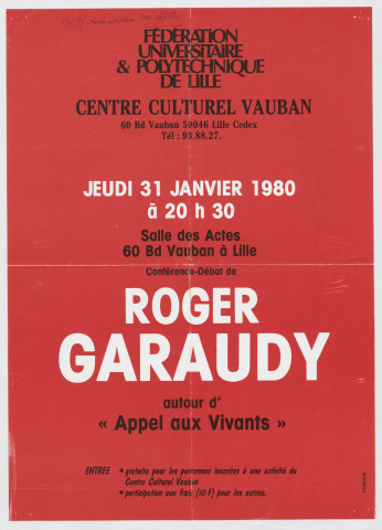 60 boulevard Vauban. Conférence-débat "Appel aux victimes".