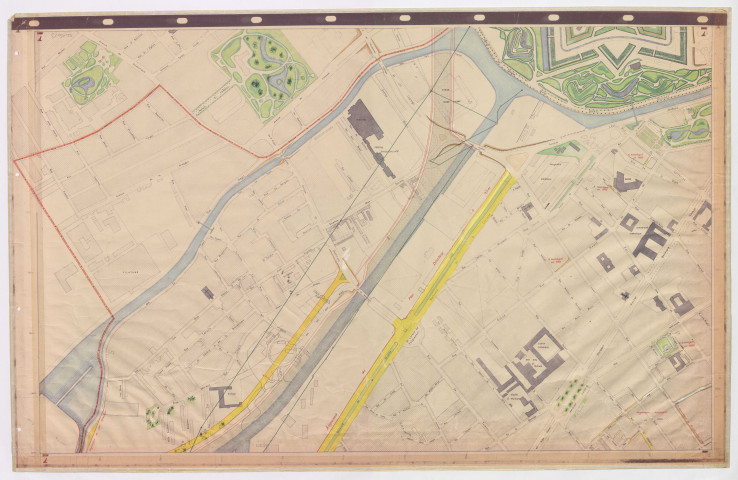 Plans de délimitation de zones dont alignements 1860 formant un assemblage dont le plan n'est pas conservé. 12 pièces.