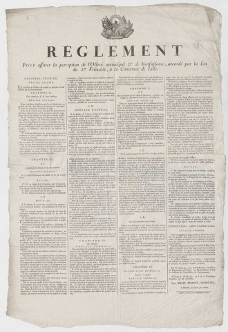 Règlement pour assurer la perception de l'octroi municipal et de bienfaisance