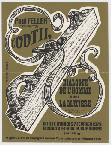 I.C.A.M., rue Auber. Conférence "L'outil : dialogue de l'honneur avec la matière".