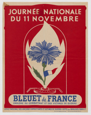 Journée nationale du 11 novembre. Bleuet de France .