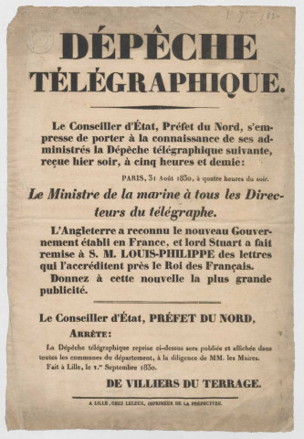 Reconnaissance par l'Angleterre du nouveau gouvernement