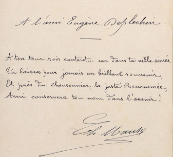 Dédicace à Eugène Deplechin lors de l’inauguration du monument à Alexandre Desrousseaux (1902) - Archives municipales de Lille - 31S33