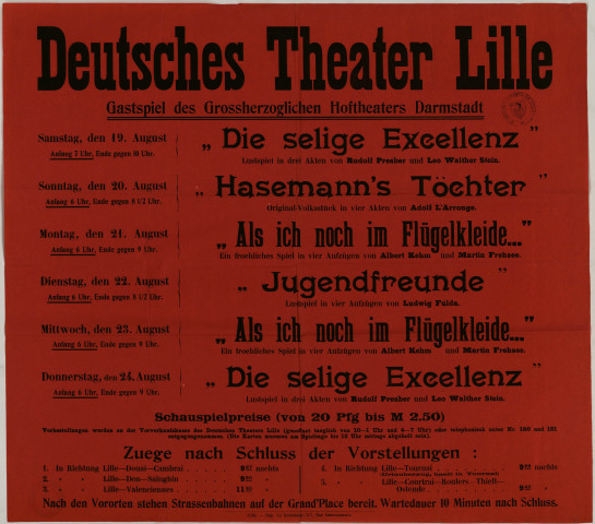 Théâtre/opéra/concerts/conférences/cinéma. - Annonce et programme: 1 affiche