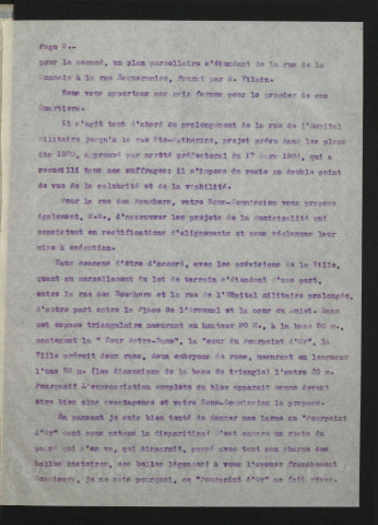 Rapport sur le quartier de la rue des Bouchers et prolongation de la rue de l'Hôpital militaire