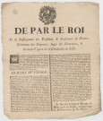 Réimpression de l'ordonnance du roi Philippe II d'Espagne du 7 février 1628 sur les droits de travers et vinage pour execution