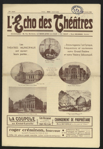 4 numéros de l'Écho des théâtres consacrés aux théâtres municipaux lillois.