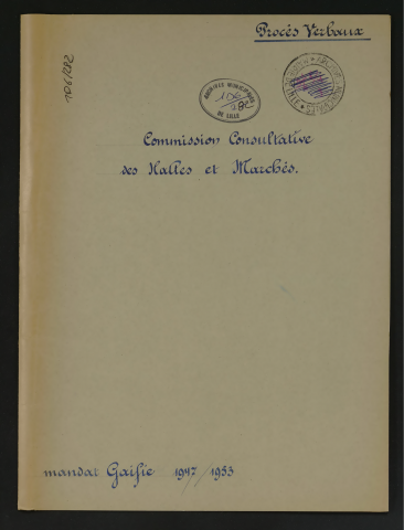 Commission consultative des halles et marchés.
