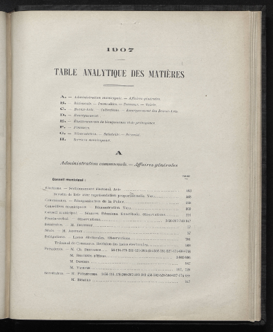 table analytique 1907