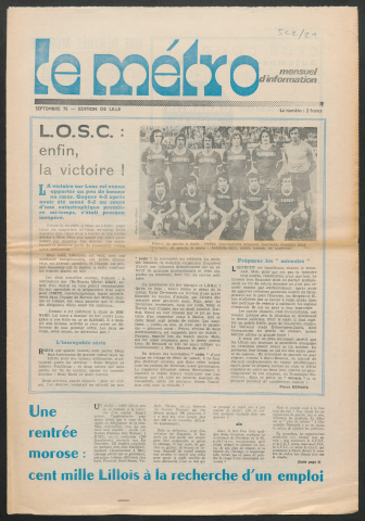 Le Métro .- LOSC: enfin la victoire!