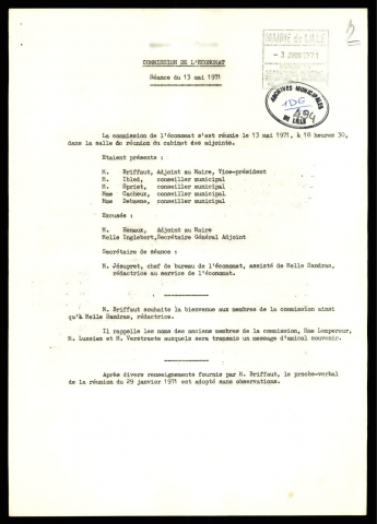 Commission de l'Économat.