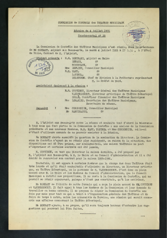 Commission de contrôle des théâtres municipaux.