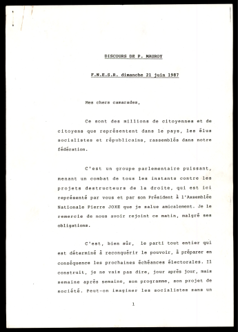 Congrès de la Fédération nationale des élus socialistes et républicains (FNESR) (Paris)