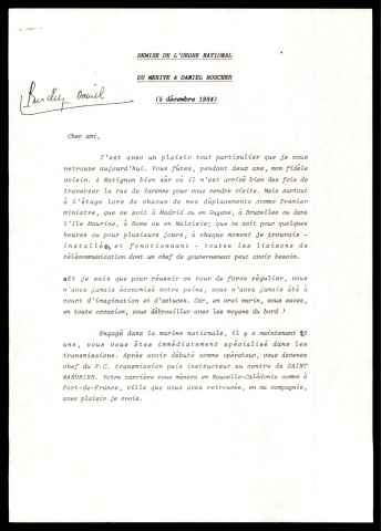 Remise de la médaille du mérite à Daniel Boucher. (Lille)