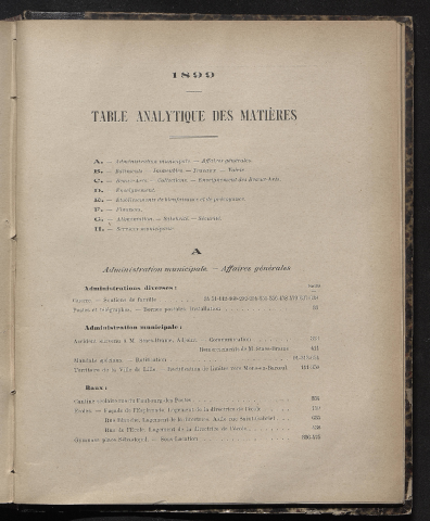 Table analytique 1899