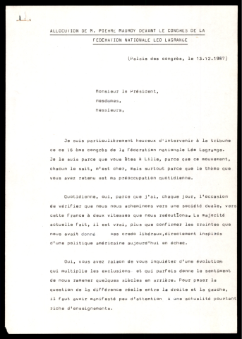 Congrès du Club Léo Lagrange. (Lille)