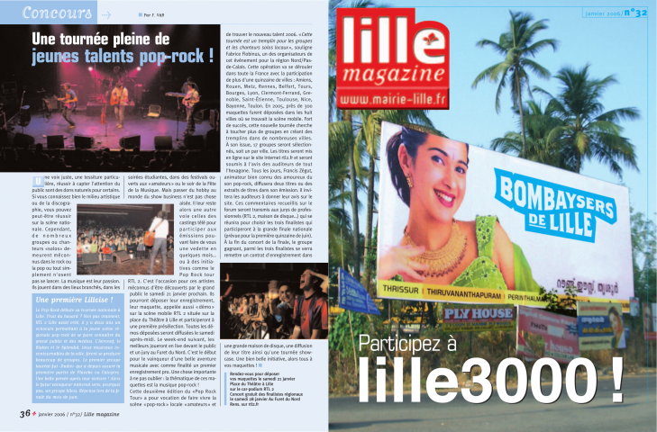 Lille magazine N°32 (janvier). - Bombaysers de Lille, participez à Lille 3000.