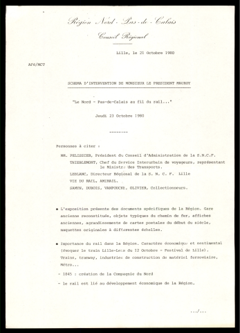 Exposition Le Nord Pas de Calais au fil du rail.
