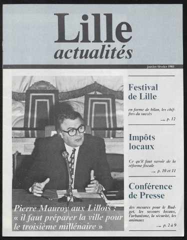 Lille Actualités - Festival de Lille ; Impôts locaux ; Conférence de presse