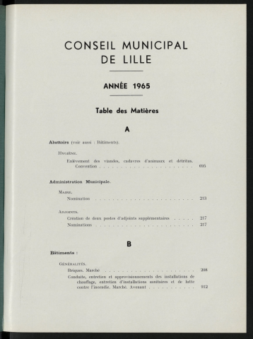 Table analytique 1965