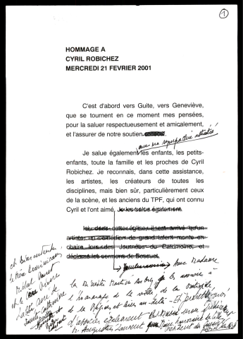 Hommage à M. Cyril Robichez. (Lille)