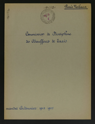 Commission de discipline des chauffeurs de taxis.