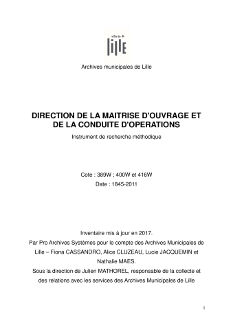 Archives de la direction Maîtrise d'ouvrage et conduite d'opérations