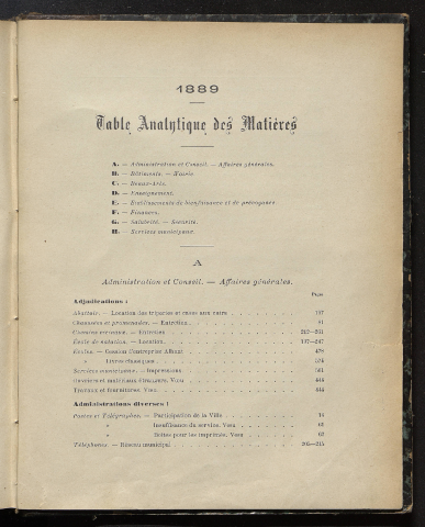 Table analytique 1889