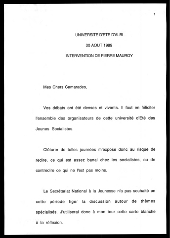 Université d'été. (Albi)