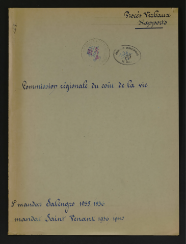 Commission régionale du coût de la vie.