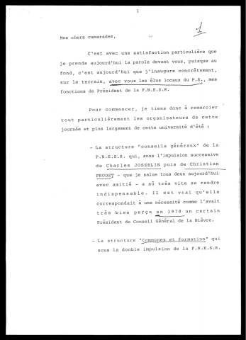 Université d'été des conseillers généraux socialistes. (Vitrolles)