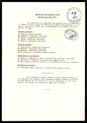 Commission des espaces verts.