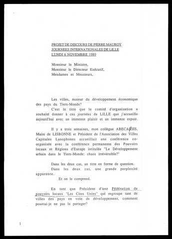 Journées internationales des cités unies. (Lille)