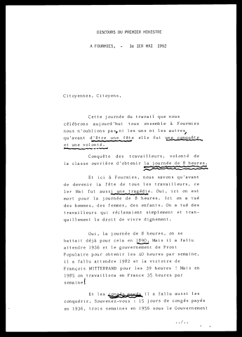 Fête du travail 1982 à Fourmies.