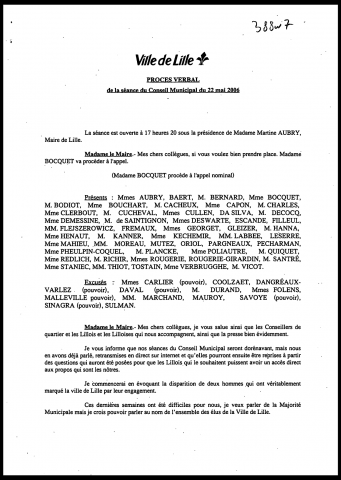 Conseil municipal du 22 mai 2006.