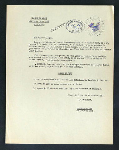 Commission d'étude du projet de rénovation des ilots défectueux du quartier Saint-Sauveur.