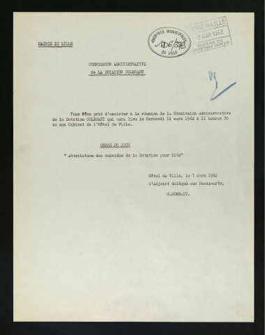 Commission administrative de la dotation Colbrant.