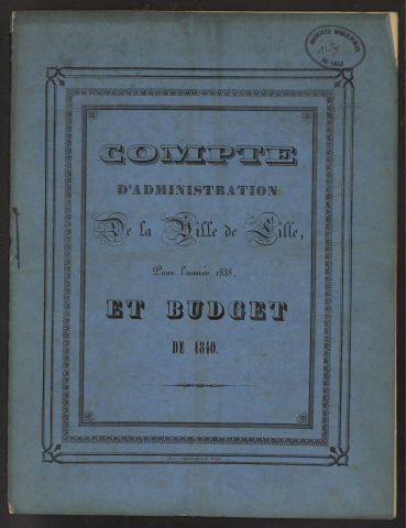 Compte d'administration 1838 et budget 1840.