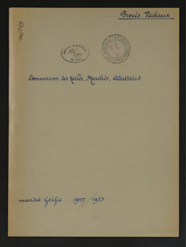 Commission des halles et marchés, abattoirs.