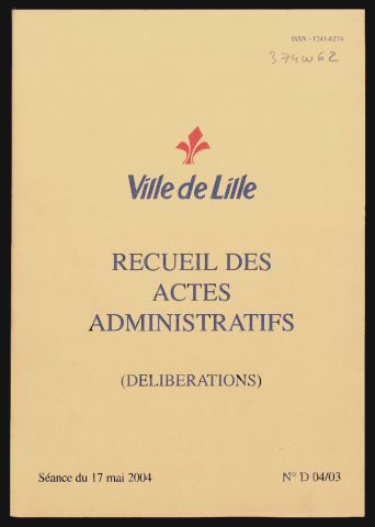 Délibérations, séance du 17 mai 2004.