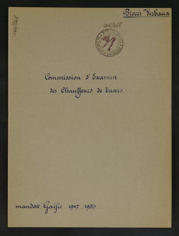 Commission d'examen des chauffeurs de taxis.