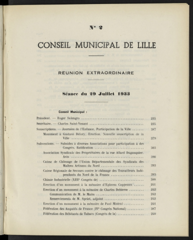 séance du 29 juillet 1933