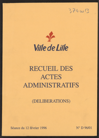 Délibérations, séance du 12 février 1996.