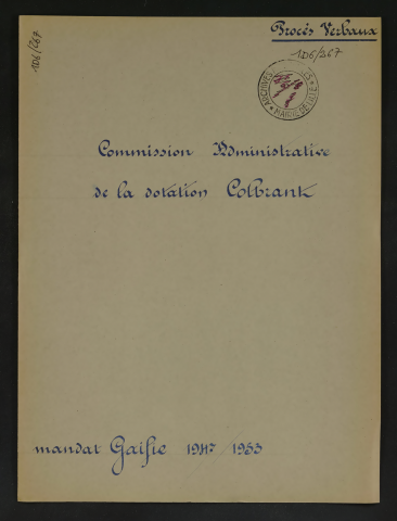 Commission administrative de la dotation Colbrant.
