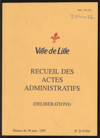 Délibérations, séance du 30 juin 1997.