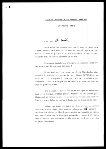 Remise de la légion d'honneur à Daniel Mitrani.