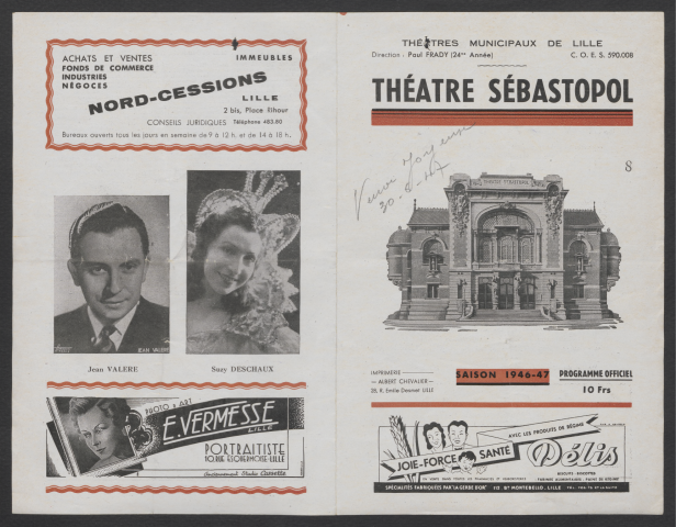 Saison 1946-1947, La veuve joyeuse, 23/03, 07/04, 30/06/1947.